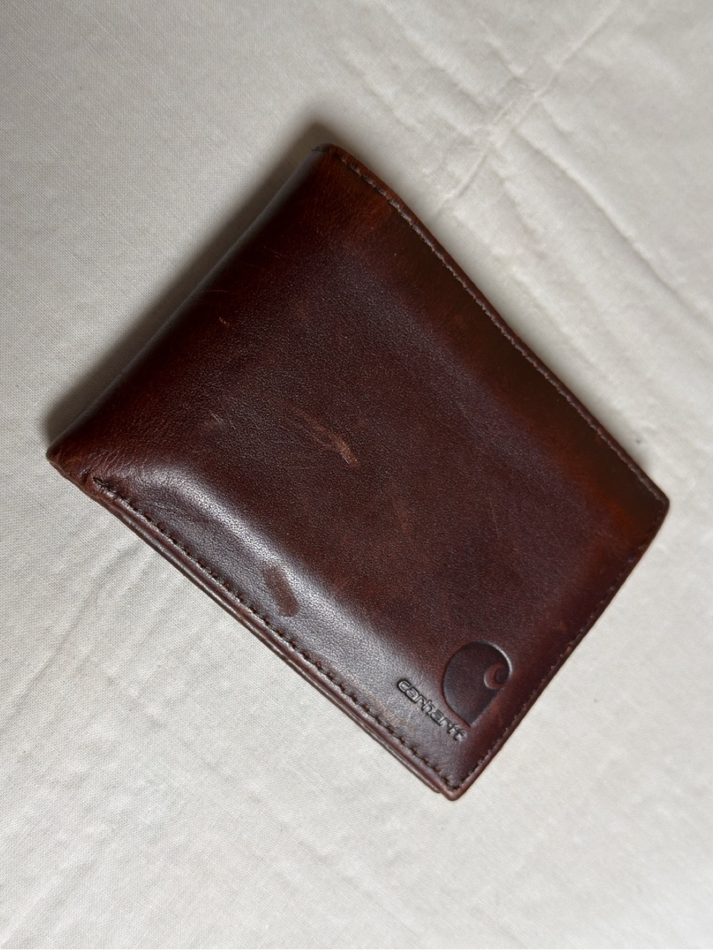 Carhartt Men's Brown Leather Bifold Wallet Billfold